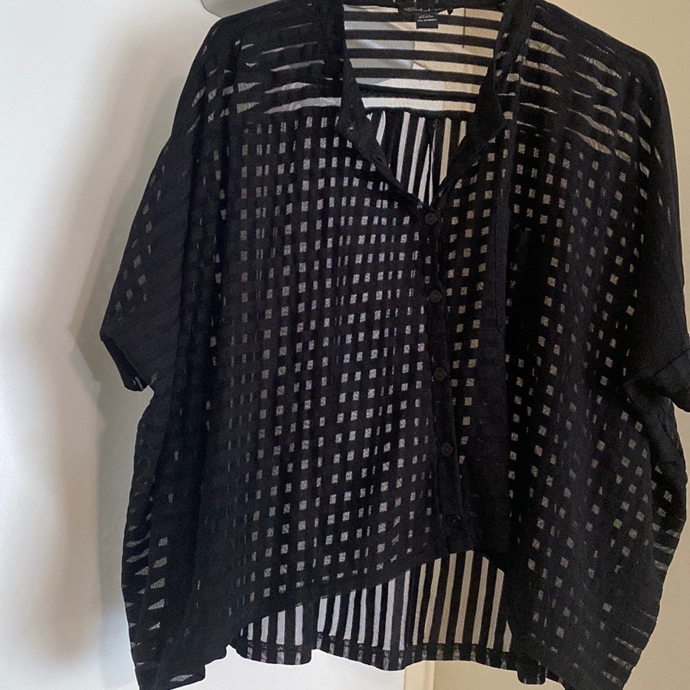 Seductions Transparent Black Baggy Blouse Size XS